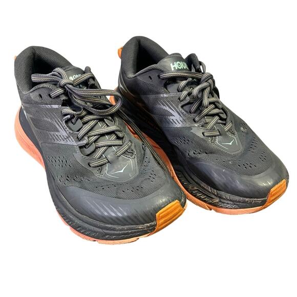 Hoka One One Running Shoes Women’s 8 Black Orange Bondi‎ 7 Athletic Sneakers - Picture 1 of 10